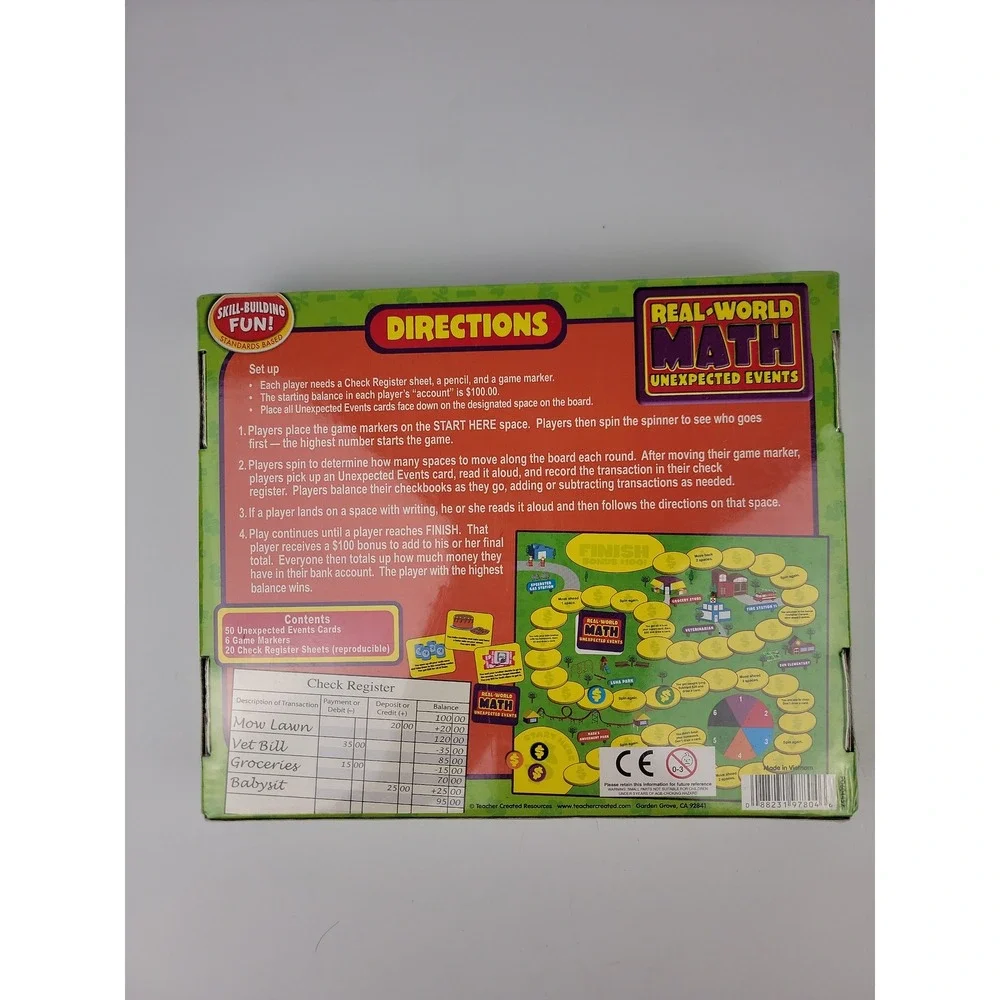 Teacher Created Resources Real World Math Unexpected Events Game TCR 7804 New